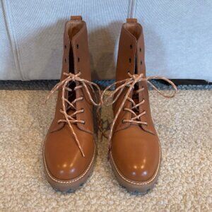 NWOT Madewell Lace Up Combat Boot Tan Size 8